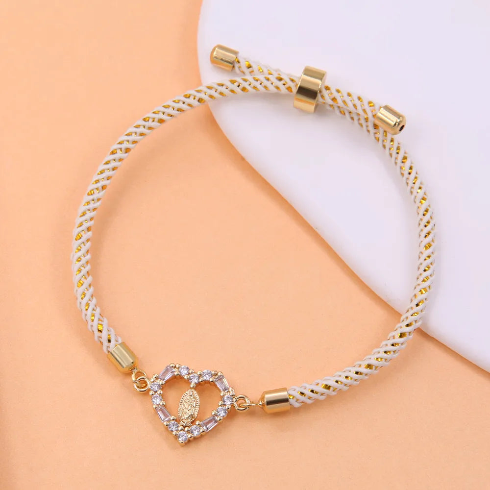 Copper 18K Gold Plated Heart Shape Zircon Bracelets