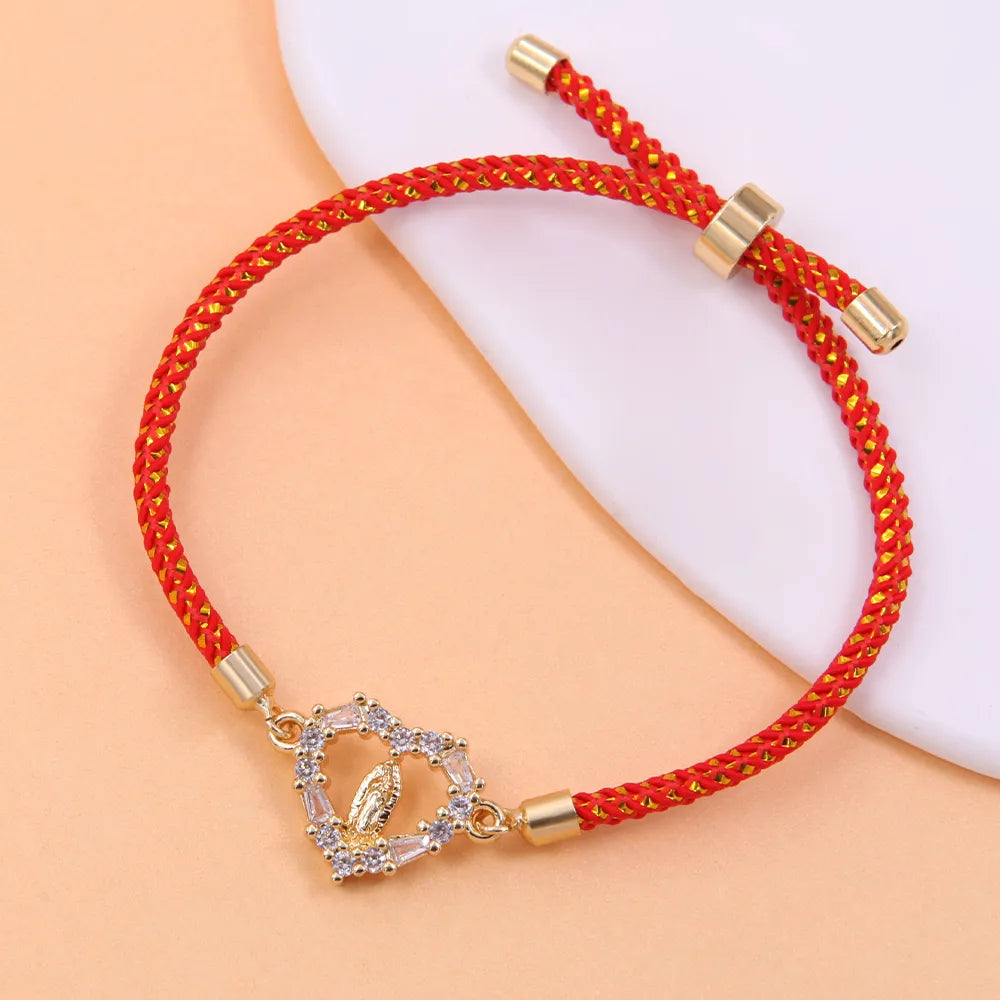 Copper 18K Gold Plated Heart Shape Zircon Bracelets