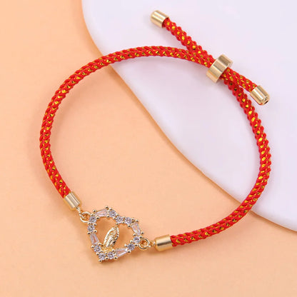 Copper 18K Gold Plated Heart Shape Zircon Bracelets