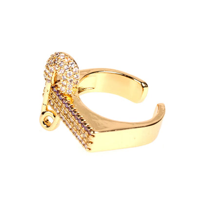 Copper 18K Gold Plated IG Style Basic Simple Style Inlay Geometric Zircon Adjustable Ring