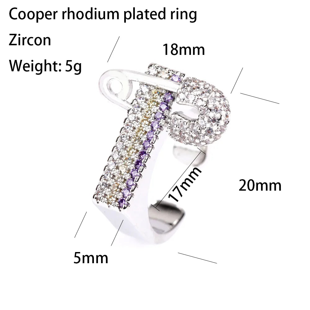 Copper 18K Gold Plated IG Style Basic Simple Style Inlay Geometric Zircon Adjustable Ring