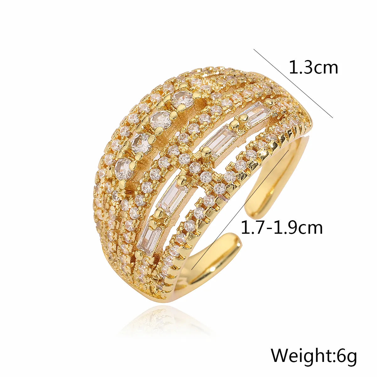 Copper 18K Gold Plated IG Style Classic Style Plating Inlay Geometric Zircon Open Rings