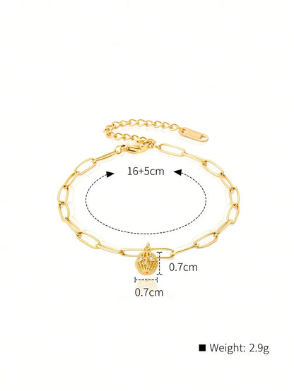 Copper 18K Gold Plated IG Style Fashion Heart Shape Ball Inlay Zircon Bracelets