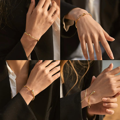 Copper 18K Gold Plated IG Style Geometric Bangle