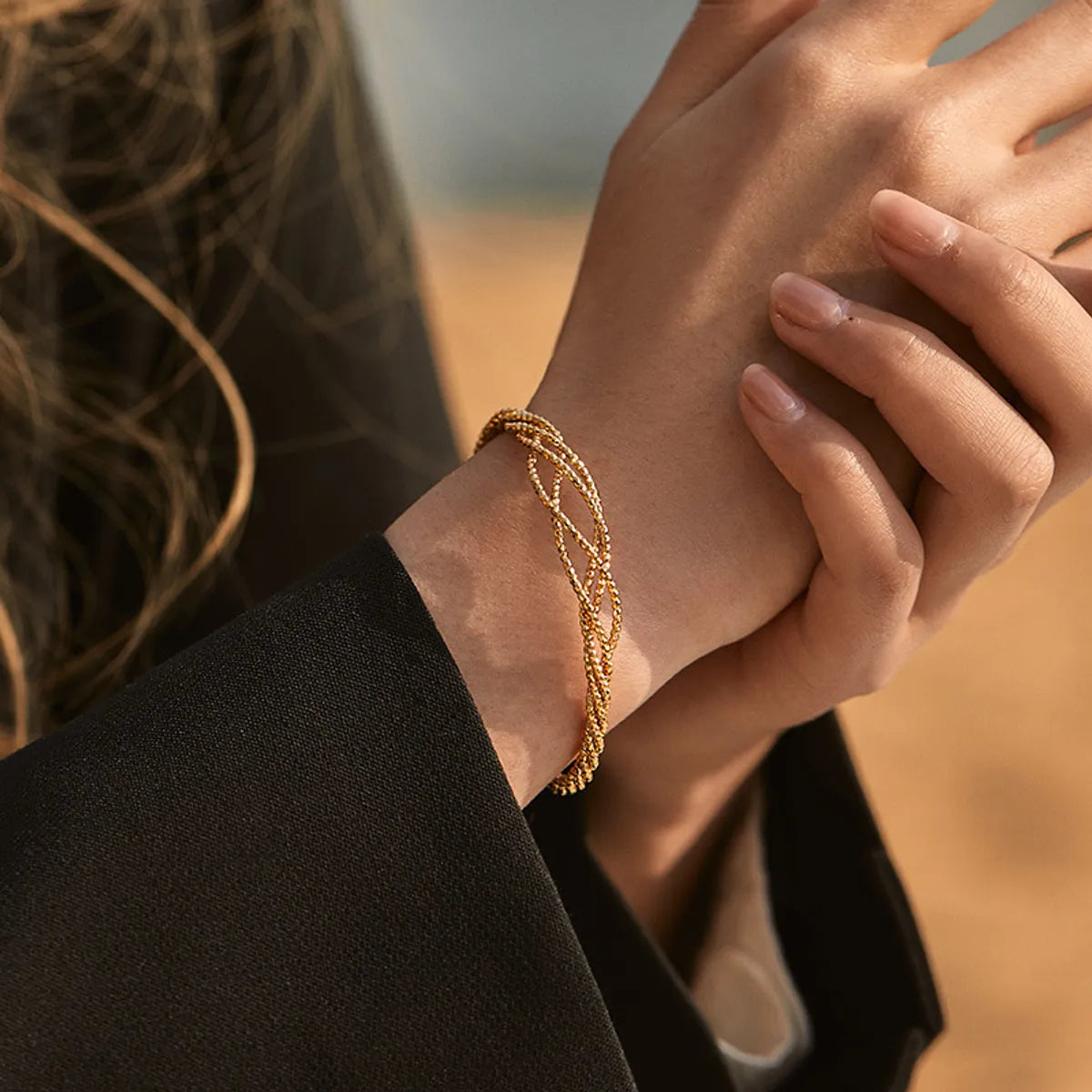 Copper 18K Gold Plated IG Style Geometric Bangle