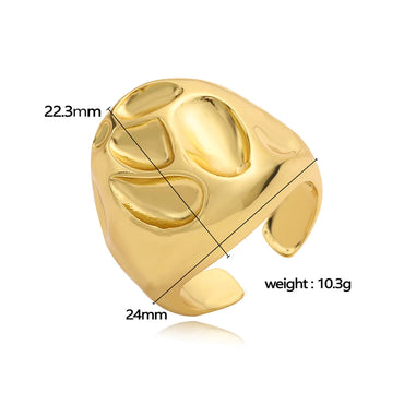 Copper 18K Gold Plated IG Style Hip-Hop Vintage Style Pleated Inlay Round Star Artificial Pearls Open Rings