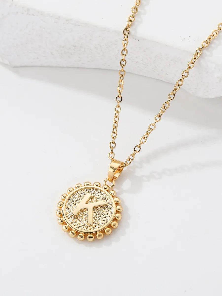 Copper 18K Gold Plated IG Style Letter Pendant Necklace