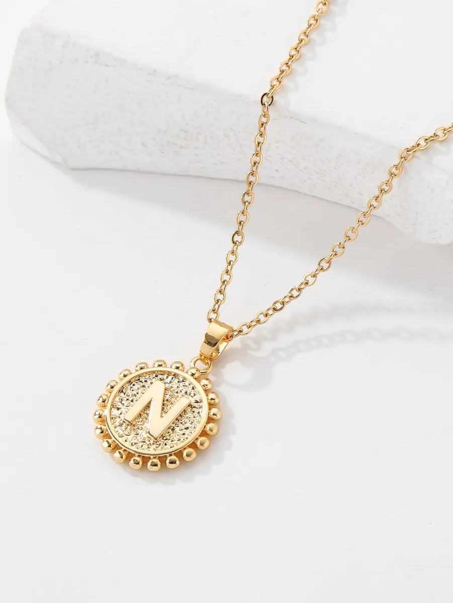 Copper 18K Gold Plated IG Style Letter Pendant Necklace