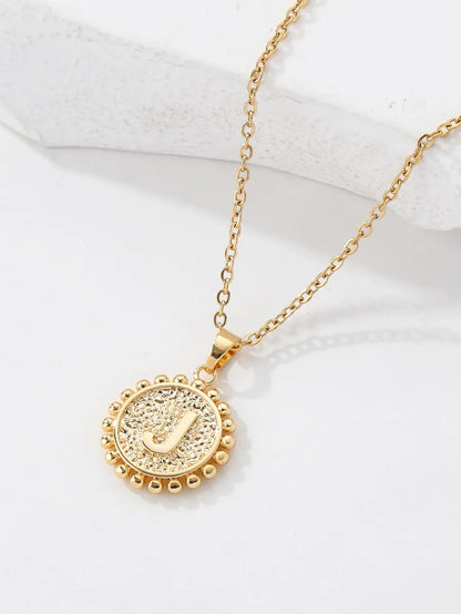 Copper 18K Gold Plated IG Style Letter Pendant Necklace