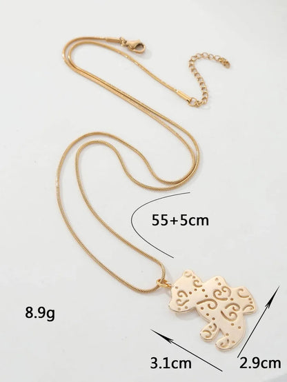 Copper 18K Gold Plated IG Style Little Bear Inlay Zircon Pendant Necklace