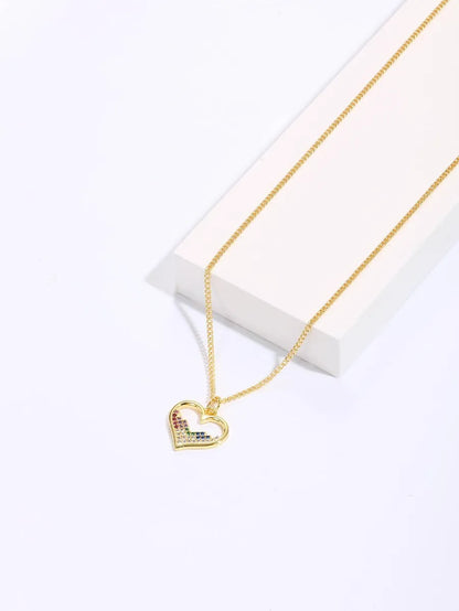 Copper 18K Gold Plated IG Style MAMA Round Letter Heart Shape Inlay Zircon Pendant Necklace