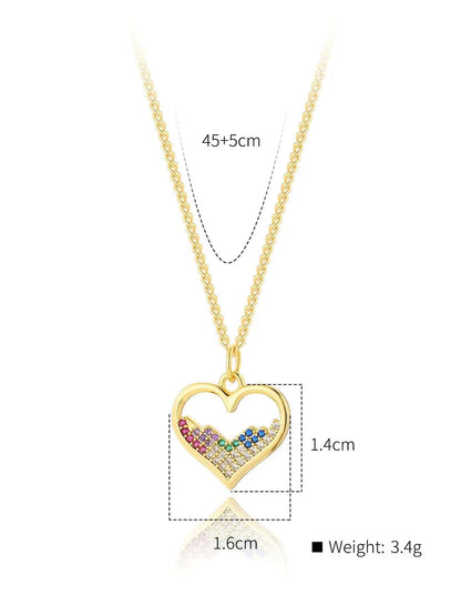 Copper 18K Gold Plated IG Style MAMA Round Letter Heart Shape Inlay Zircon Pendant Necklace