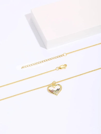 Copper 18K Gold Plated IG Style MAMA Round Letter Heart Shape Inlay Zircon Pendant Necklace