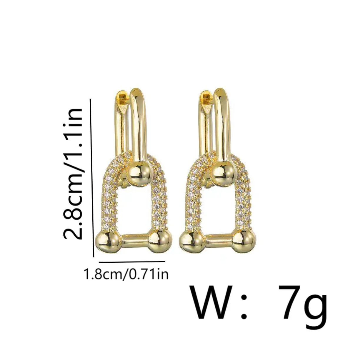 Copper 18K Gold Plated IG Style Nordic Style Baroque Style Plating Inlay Geometric Zircon Earrings Necklace