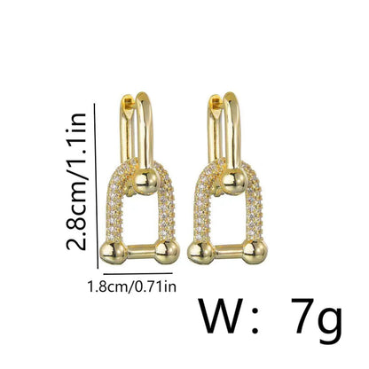 Copper 18K Gold Plated IG Style Nordic Style Baroque Style Plating Inlay Geometric Zircon Earrings Necklace