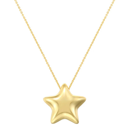 Copper 18K Gold Plated IG Style Retro Vintage Style Pentagram Heart Shape Pendant Necklace