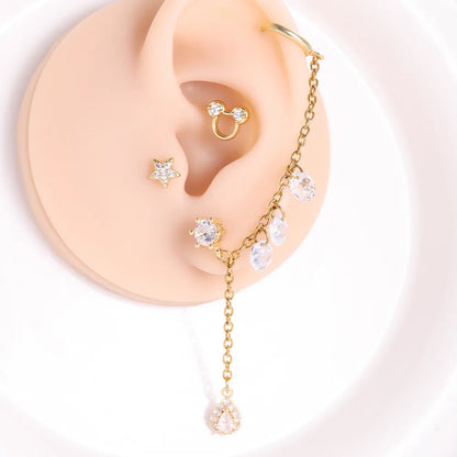 Copper 18K Gold Plated IG Style Simple Style Chain Inlay Water Droplets Zircon Earrings