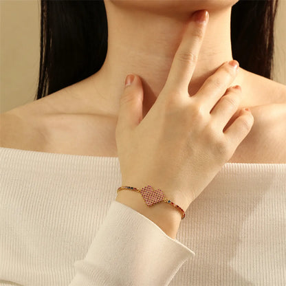 Copper 18K Gold Plated IG Style Simple Style Commute Lips Gesture Heart Shape Inlay Zircon Bracelets