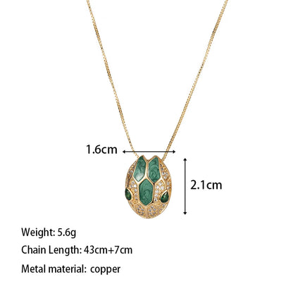 Copper 18K Gold Plated IG Style Simple Style Enamel Inlay Irregular Eye Flower Zircon Pendant Necklace