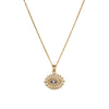 Copper 18K Gold Plated IG Style Simple Style Enamel Inlay Irregular Eye Flower Zircon Pendant Necklace