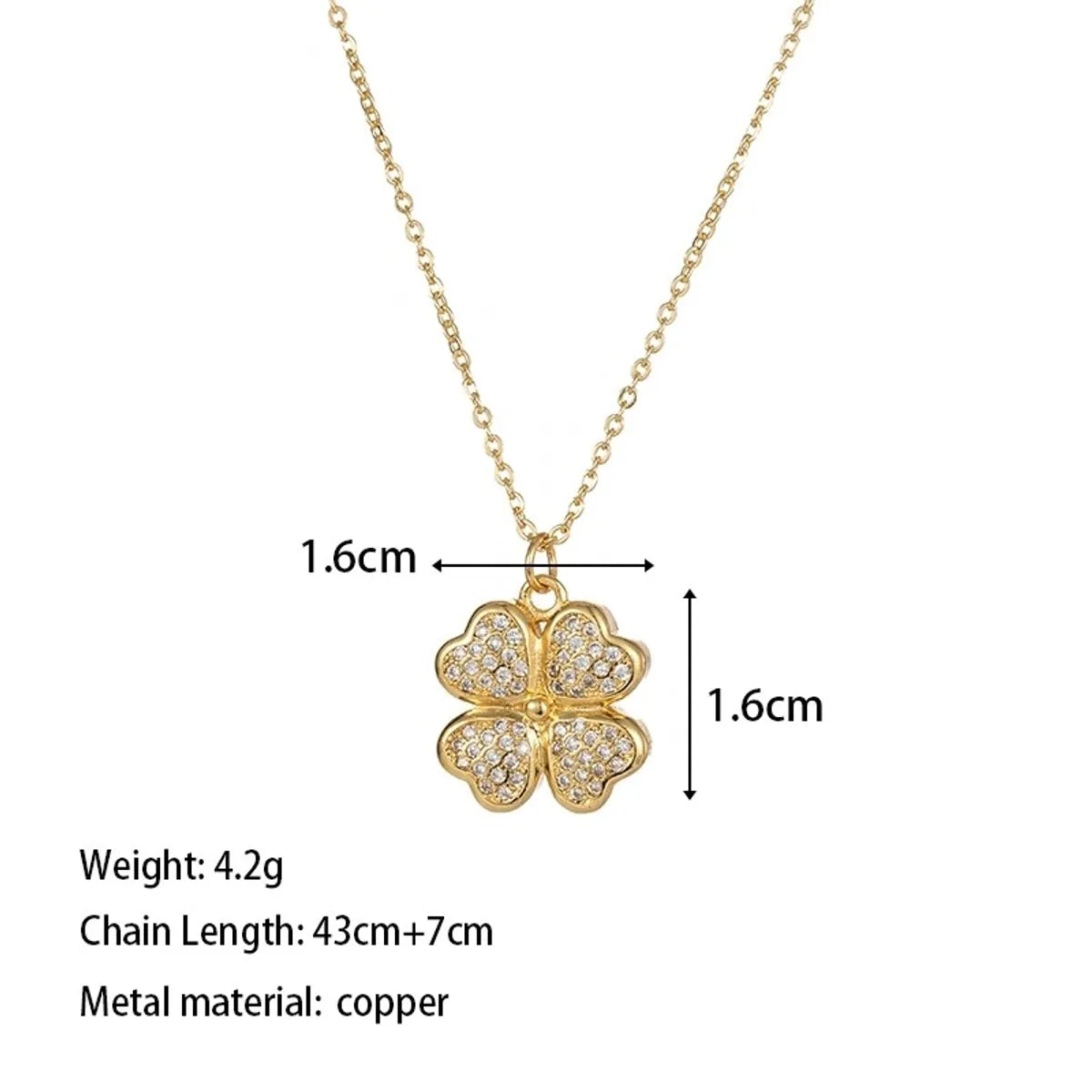 Copper 18K Gold Plated IG Style Simple Style Enamel Inlay Irregular Eye Flower Zircon Pendant Necklace