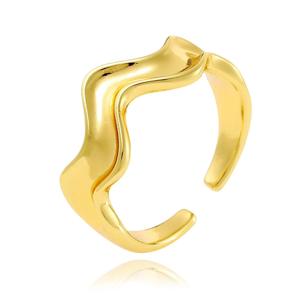 Copper 18K Gold Plated IG Style Simple Style Plating Hollow Out Geometric Open Rings