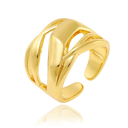 Copper 18K Gold Plated IG Style Simple Style Plating Hollow Out Geometric Open Rings