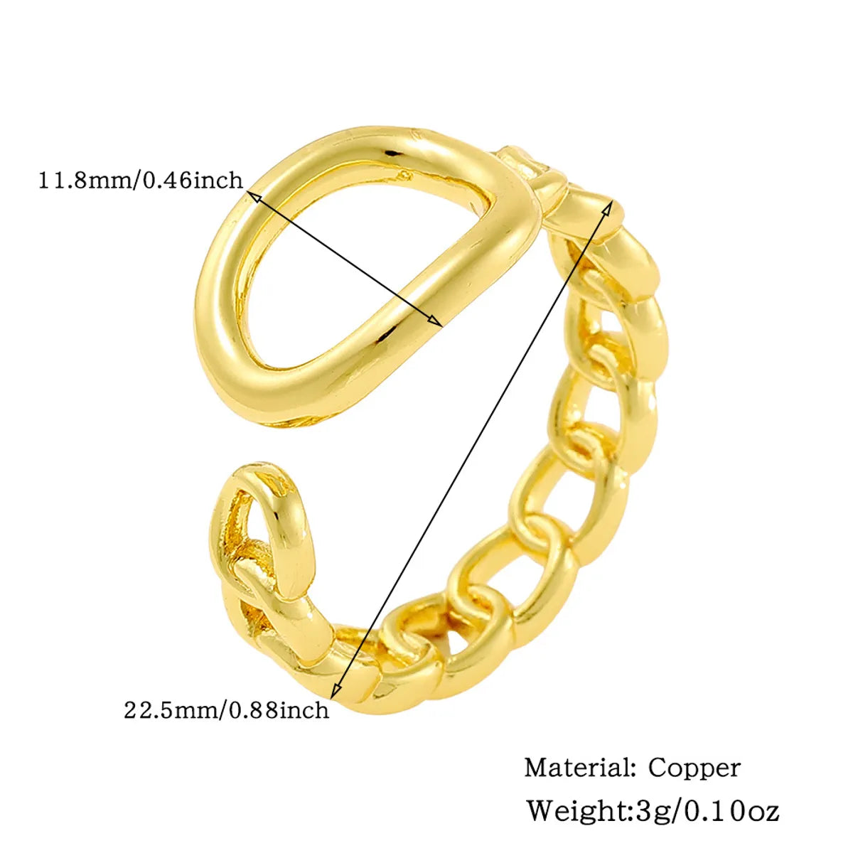 Copper 18K Gold Plated IG Style Simple Style Plating Hollow Out Geometric Open Rings