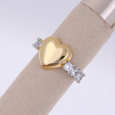 Copper 18K Gold Plated IG Style Streetwear Cool Style Plating Inlay Cross Heart Shape Bow Knot Zircon Open Rings