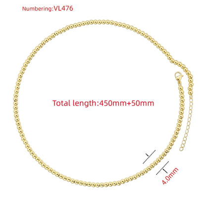 Copper 18K Gold Plated IG Style Vintage Style Simple Style Beaded Round Solid Color Bracelets Necklace