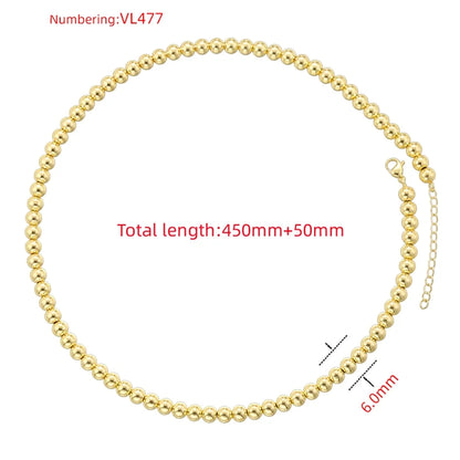 Copper 18K Gold Plated IG Style Vintage Style Simple Style Beaded Round Solid Color Bracelets Necklace