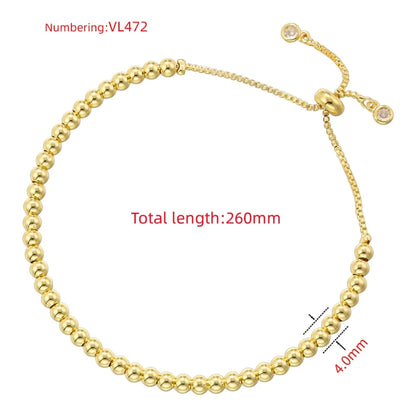 Copper 18K Gold Plated IG Style Vintage Style Simple Style Beaded Round Solid Color Bracelets Necklace