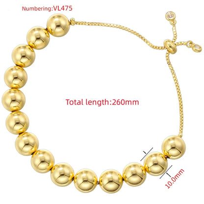 Copper 18K Gold Plated IG Style Vintage Style Simple Style Beaded Round Solid Color Bracelets Necklace