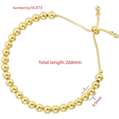 Copper 18K Gold Plated IG Style Vintage Style Simple Style Beaded Round Solid Color Bracelets Necklace