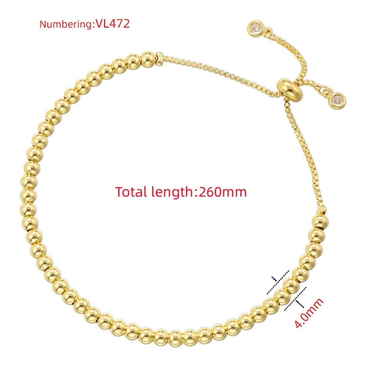 Copper 18K Gold Plated IG Style Vintage Style Simple Style Beaded Round Solid Color Bracelets Necklace