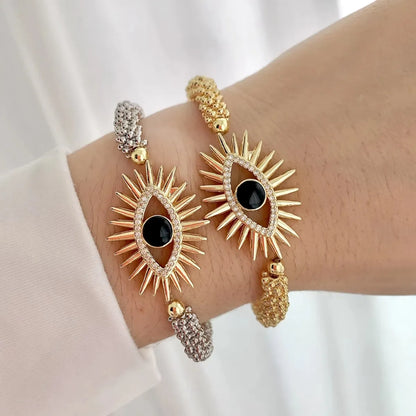 Copper 18K Gold Plated Inlay Devil's Eye Eye Zircon Bracelets