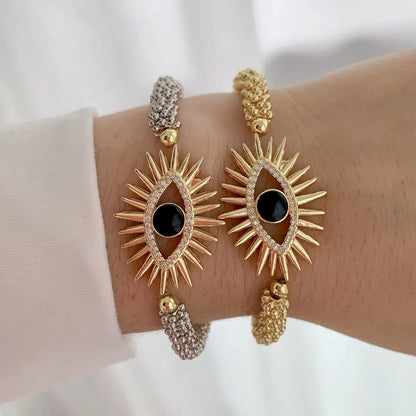 Copper 18K Gold Plated Inlay Devil's Eye Eye Zircon Bracelets