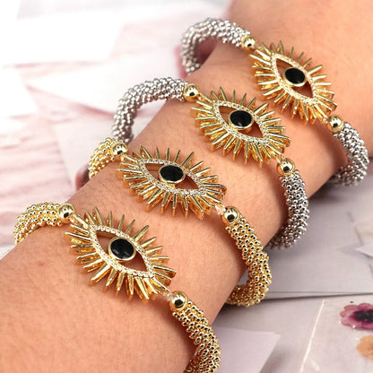 Copper 18K Gold Plated Inlay Devil's Eye Eye Zircon Bracelets