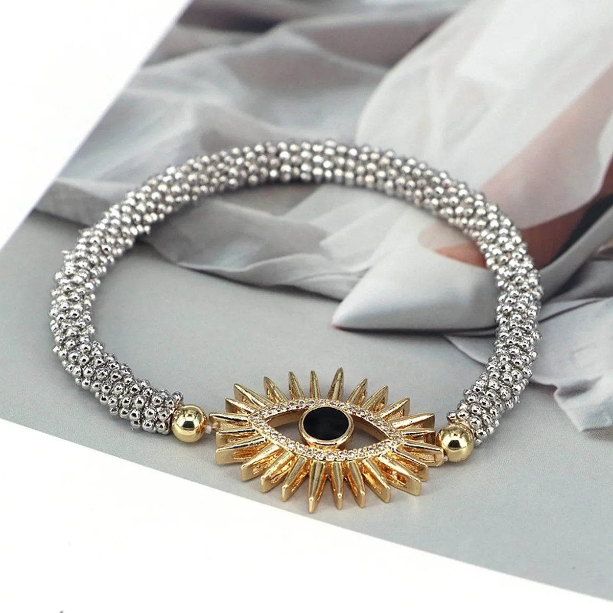 Copper 18K Gold Plated Inlay Devil's Eye Eye Zircon Bracelets