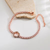 Copper 18K Gold Plated Inlay Flower Zircon Bracelets Necklace