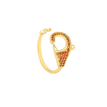 Copper 18K Gold Plated Inlay Geometric Zircon Open Rings