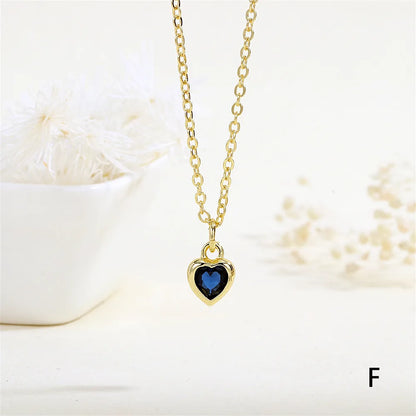 Copper 18K Gold Plated Inlay Heart Shape Zircon Pendant Necklace