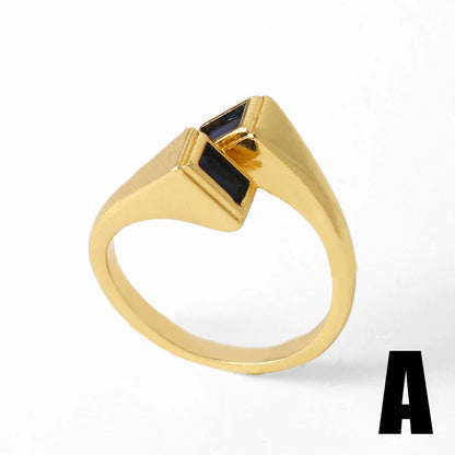 Copper 18K Gold Plated Inlay Irregular Zircon Open Rings