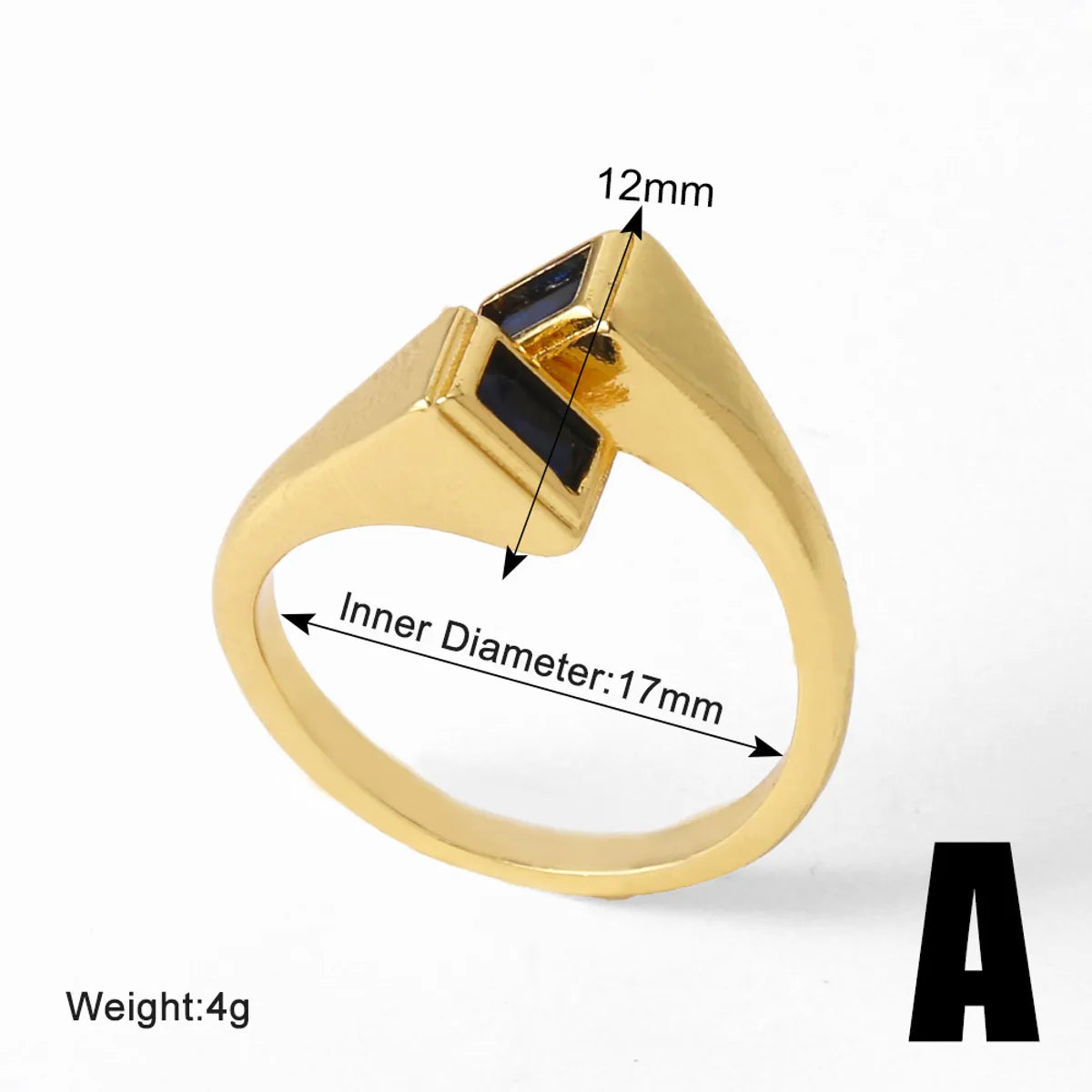 Copper 18K Gold Plated Inlay Irregular Zircon Open Rings