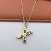 Copper 18K Gold Plated Inlay Letter Zircon