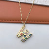 Copper 18K Gold Plated Inlay Letter Zircon