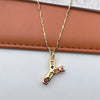 Copper 18K Gold Plated Inlay Letter Zircon