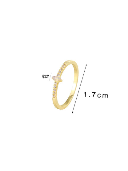 Copper 18K Gold Plated Inlay Round Solid Color Zircon Rings