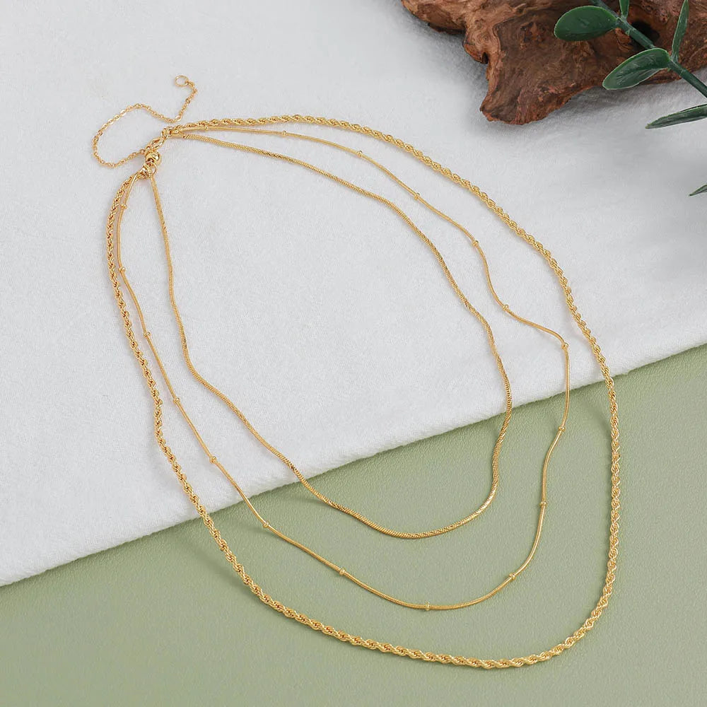 Copper 18K Gold Plated Luxurious Simple Style Classic Style Plating Irregular Layered Necklaces