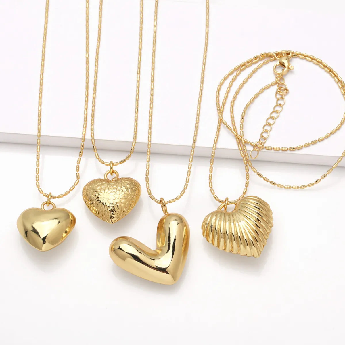 Copper 18K Gold Plated Modern Style Simple Style Plating Heart Shape Pendant Necklace